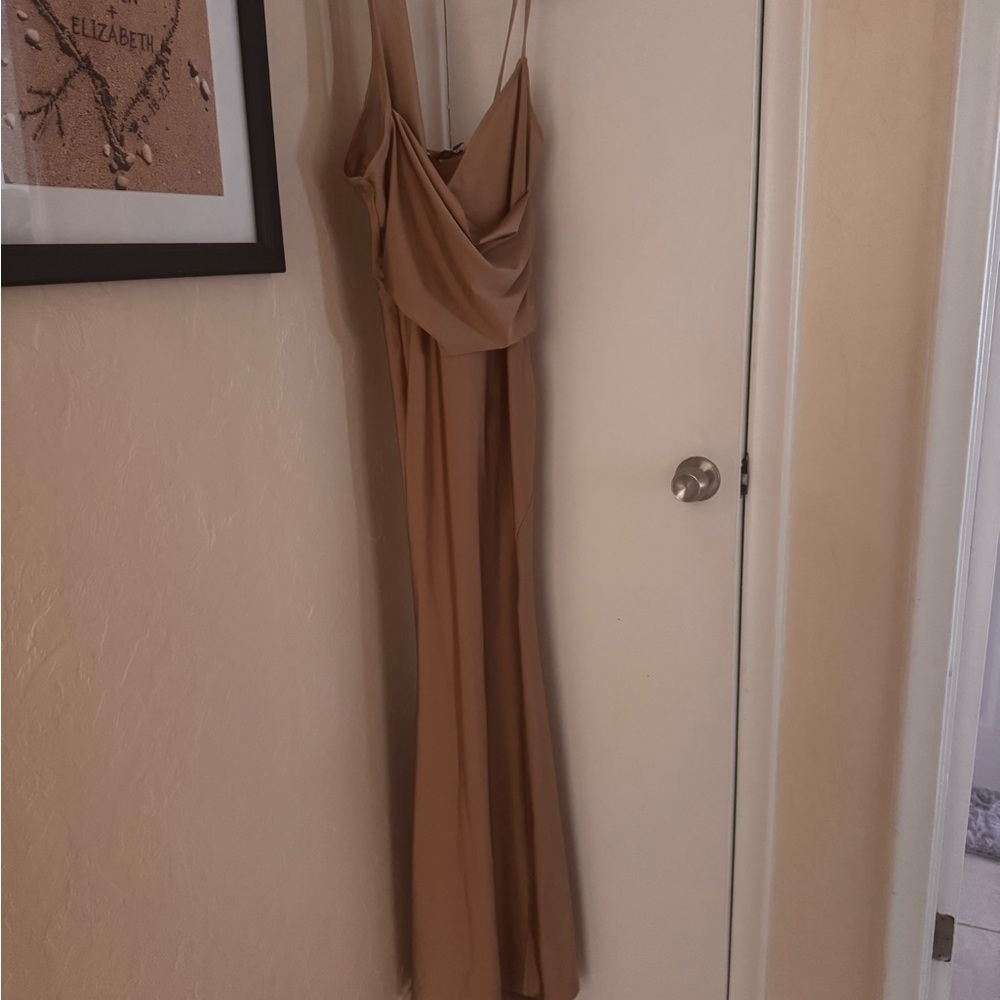 Fashion Nova Strapless Tan Dress